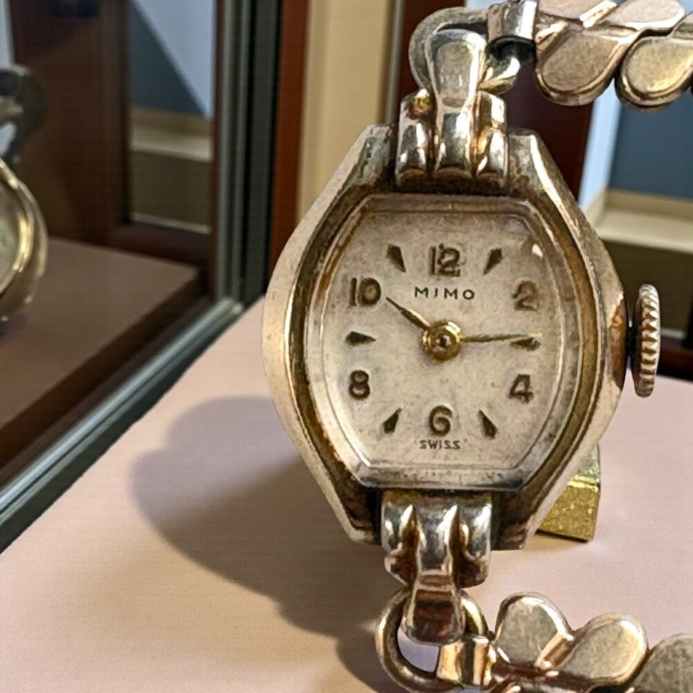 Vintage MIMO‎ 10k RG Kreisler Leaf Link Bracelet Windup Wristwatch